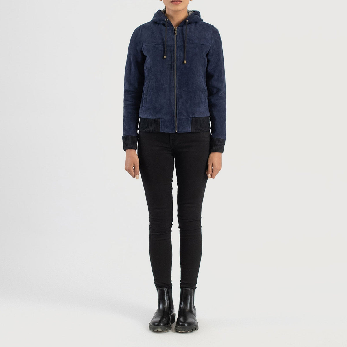 
Rebella Hooded Bomberjacka i Läder för Dam – alternate product view 3