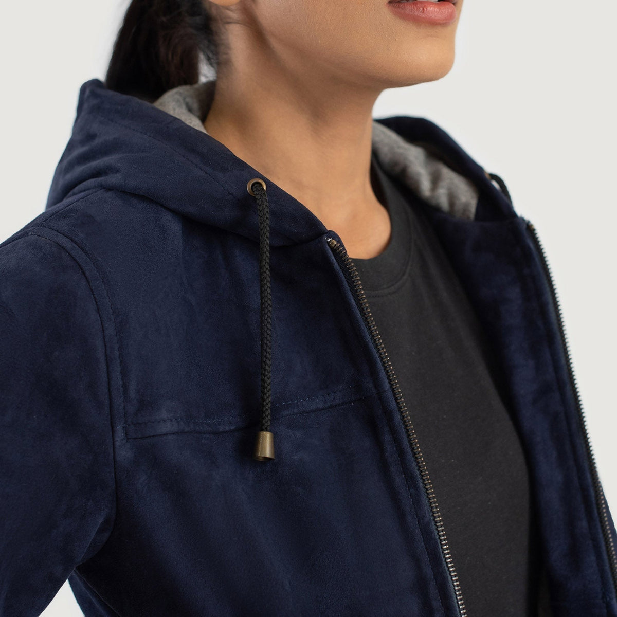 
Rebella Hooded Bomberjacka i Läder för Dam – alternate product view 6