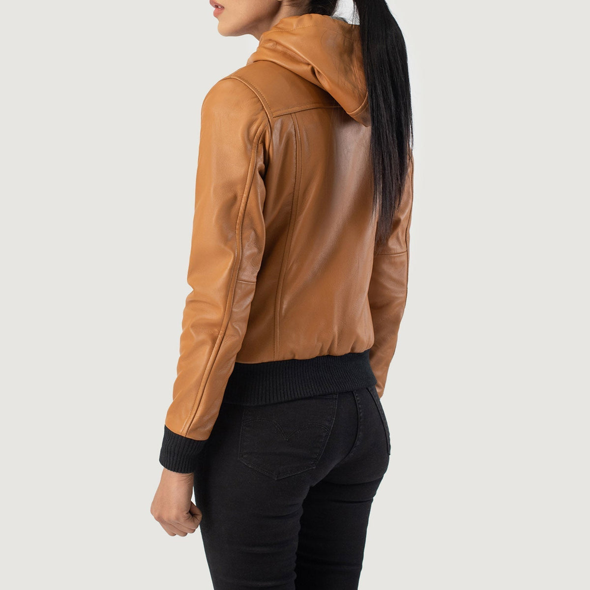 
Rebella Hooded Bomberjacka i Läder för Dam – alternate product view 5