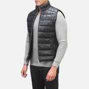 
Black Sheepskin leather Vest - Bakifrån med perfekt axelpassform och ren fåll