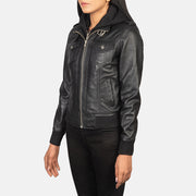 Roslyn Hooded Bomberjacka i Läder för Dam – alternate product view 2