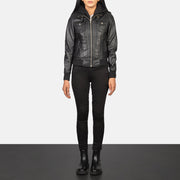 Roslyn Hooded Bomberjacka i Läder för Dam – alternate product view 3