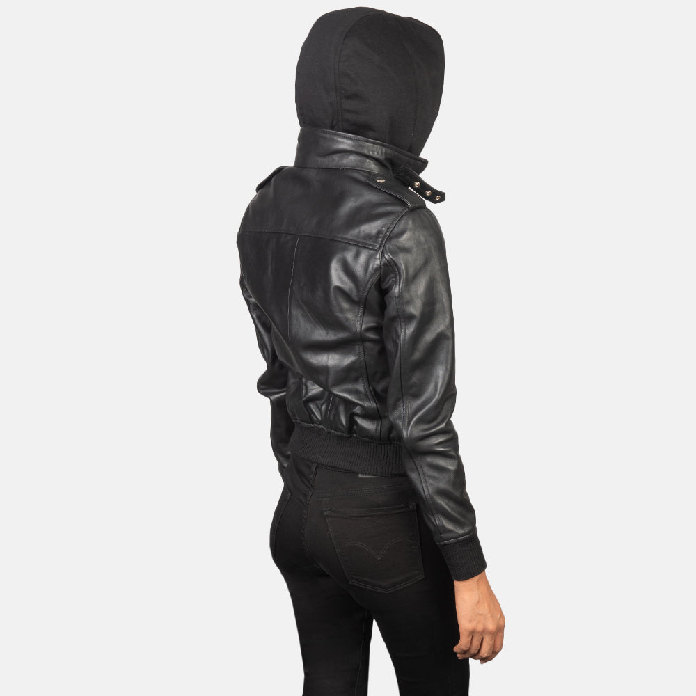 Roslyn Hooded Bomberjacka i Läder för Dam – alternate product view 5