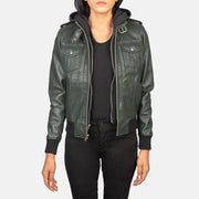 Roslyn Hooded Bomberjacka i Läder för Dam – alternate product view 1
