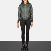 Roslyn Hooded Bomberjacka i Läder för Dam – alternate product view 3