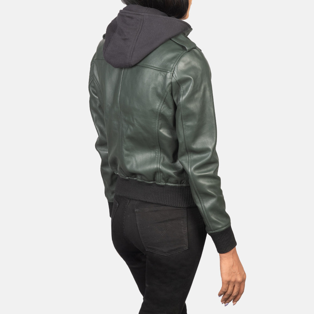 Roslyn Hooded Bomberjacka i Läder för Dam – alternate product view 5