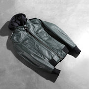 Roslyn Hooded Bomberjacka i Läder för Dam – alternate product view 7