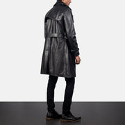 
Royson Svart Leather Duster Läderrock för Herr - Sidoprofil som visar ärmskärning