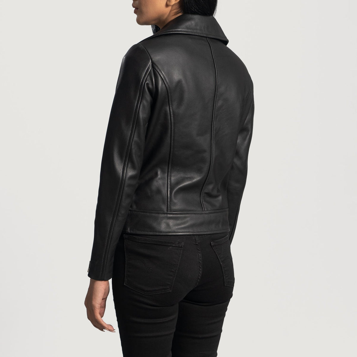 Rumy Maroon Bikerjacka i Läder för Dam – alternate product view 5