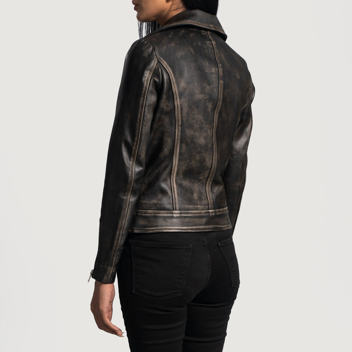 Rumy Maroon Bikerjacka i Läder för Dam – alternate product view 5