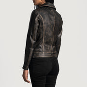 Rumy Maroon Bikerjacka i Läder för Dam – alternate product view 5
