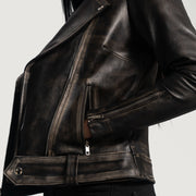 Rumy Maroon Bikerjacka i Läder för Dam – alternate product view 6
