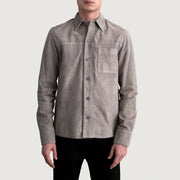 
Scout Grey Suede Leather Shirt för Herr för Herr - Sidoprofil som visar ärmskärning
