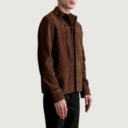 
Brown Goatskin suede Jacket - Bakifrån med perfekt axelpassform och ren fåll