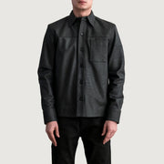 
Scout Tumbled Svart Leather Shirt för Herr - Sidoprofil som visar ärmskärning