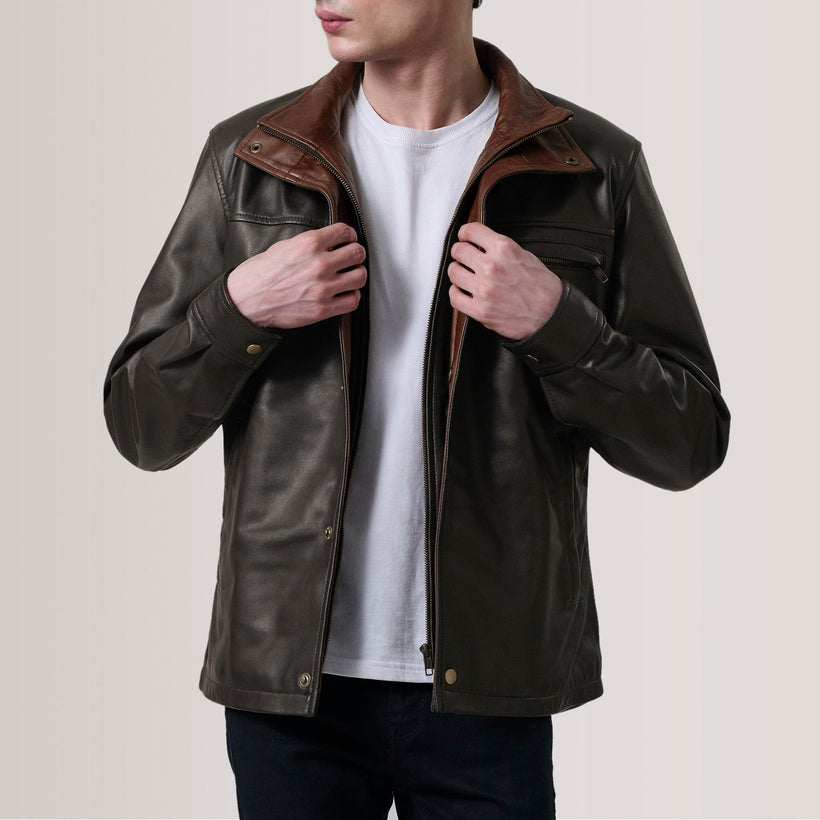 Sean Brun Leather Classic Läderjacka för Herr