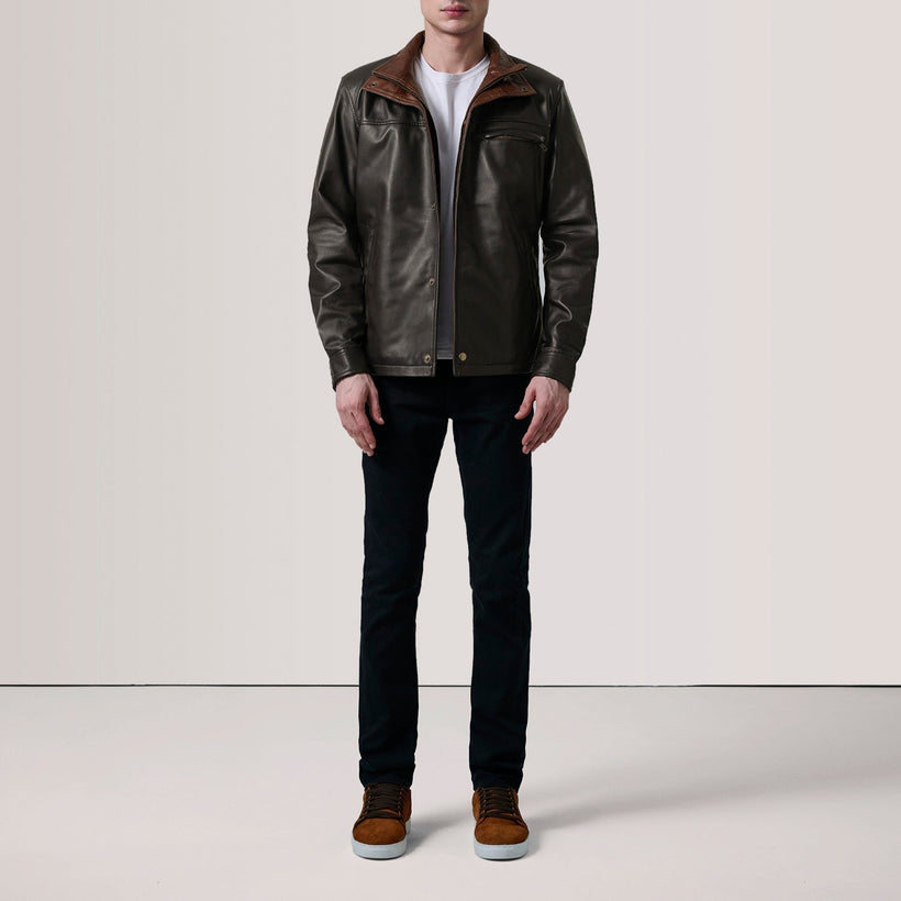 Sean Brun Leather Classic Läderjacka för Herr