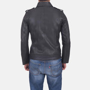 Sergeant Svart Läderjacka för Herr - Lateral Side Profile View Showing Sleeve Cut &amp; Athletic Taper Fit