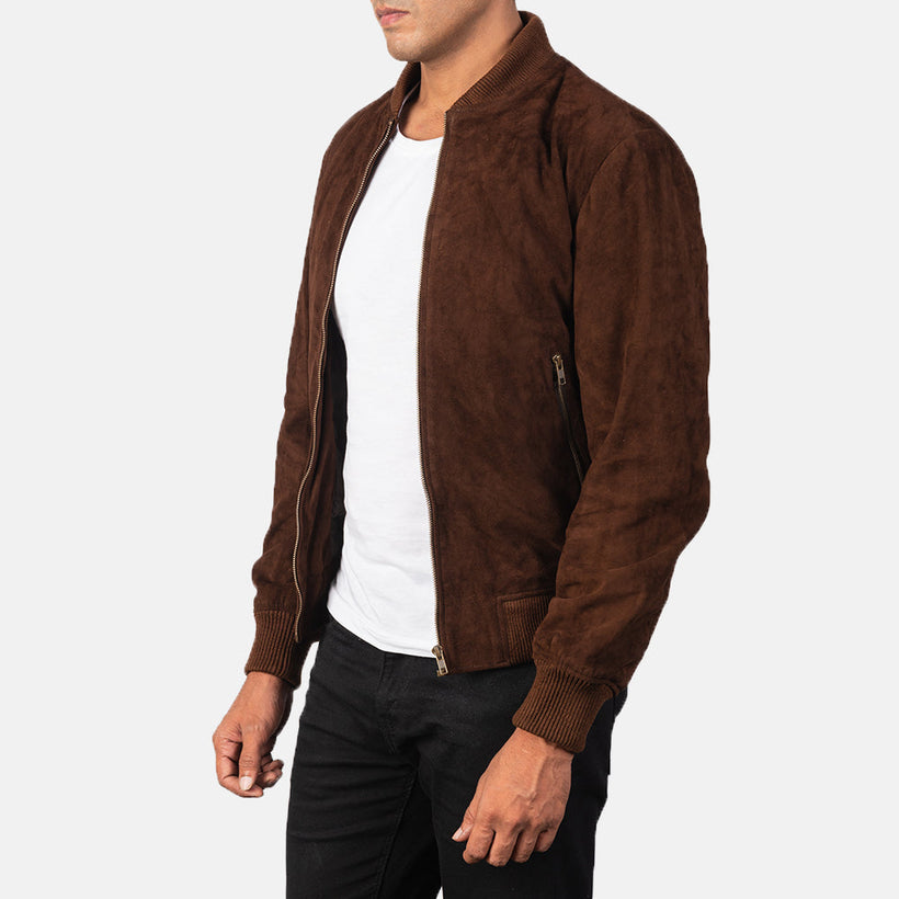 Shane Mocha Suede Bomberjacka i Läder för Herr