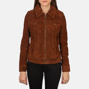 
Brown Goatskin suede Jacket - Bakifrån med perfekt axelpassform och ren fåll