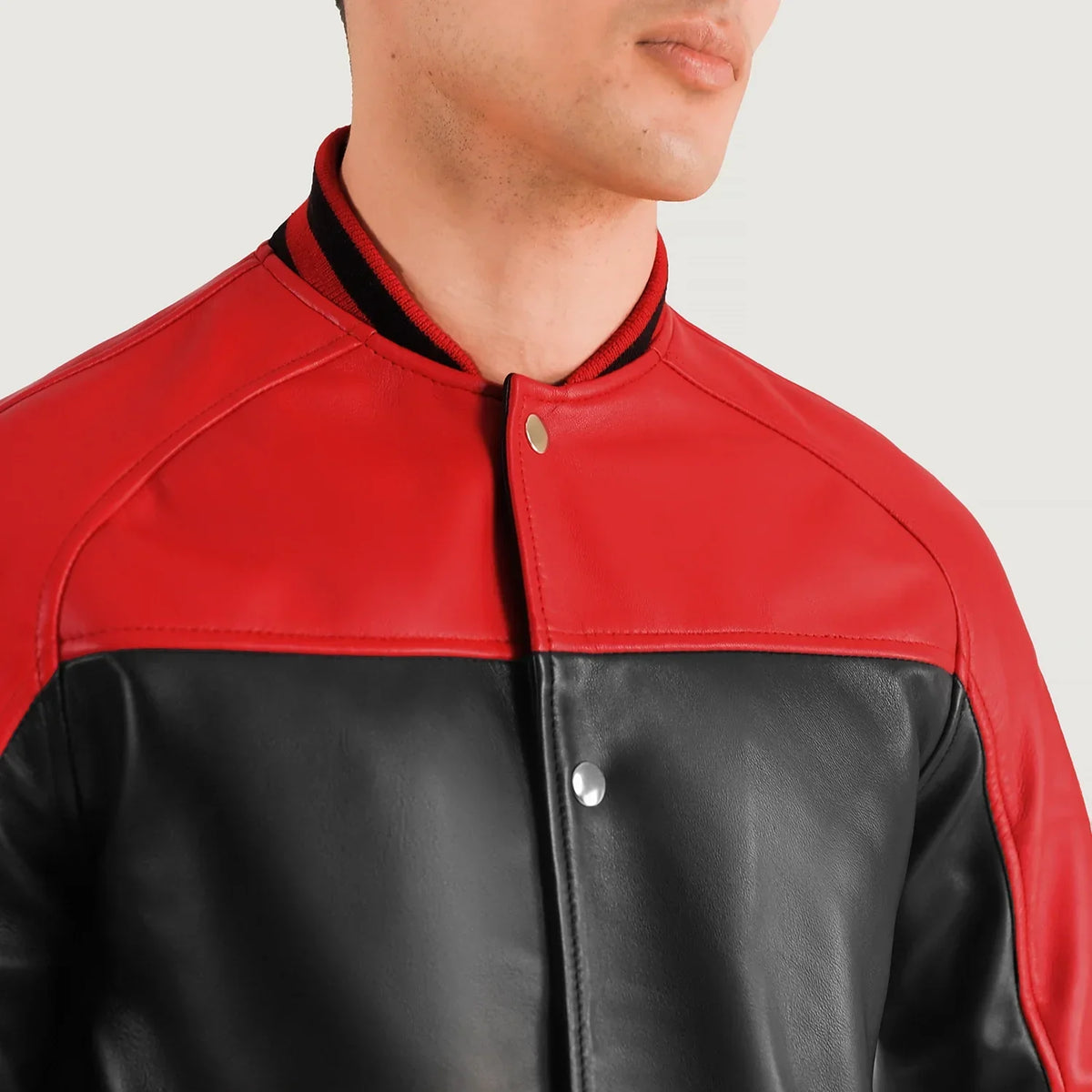 
Terrance Svart Varsity Läderjacka för Herr – alternate product view 3