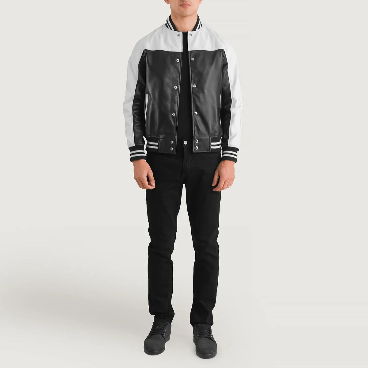
Terrance Svart Varsity Läderjacka för Herr – alternate product view 3