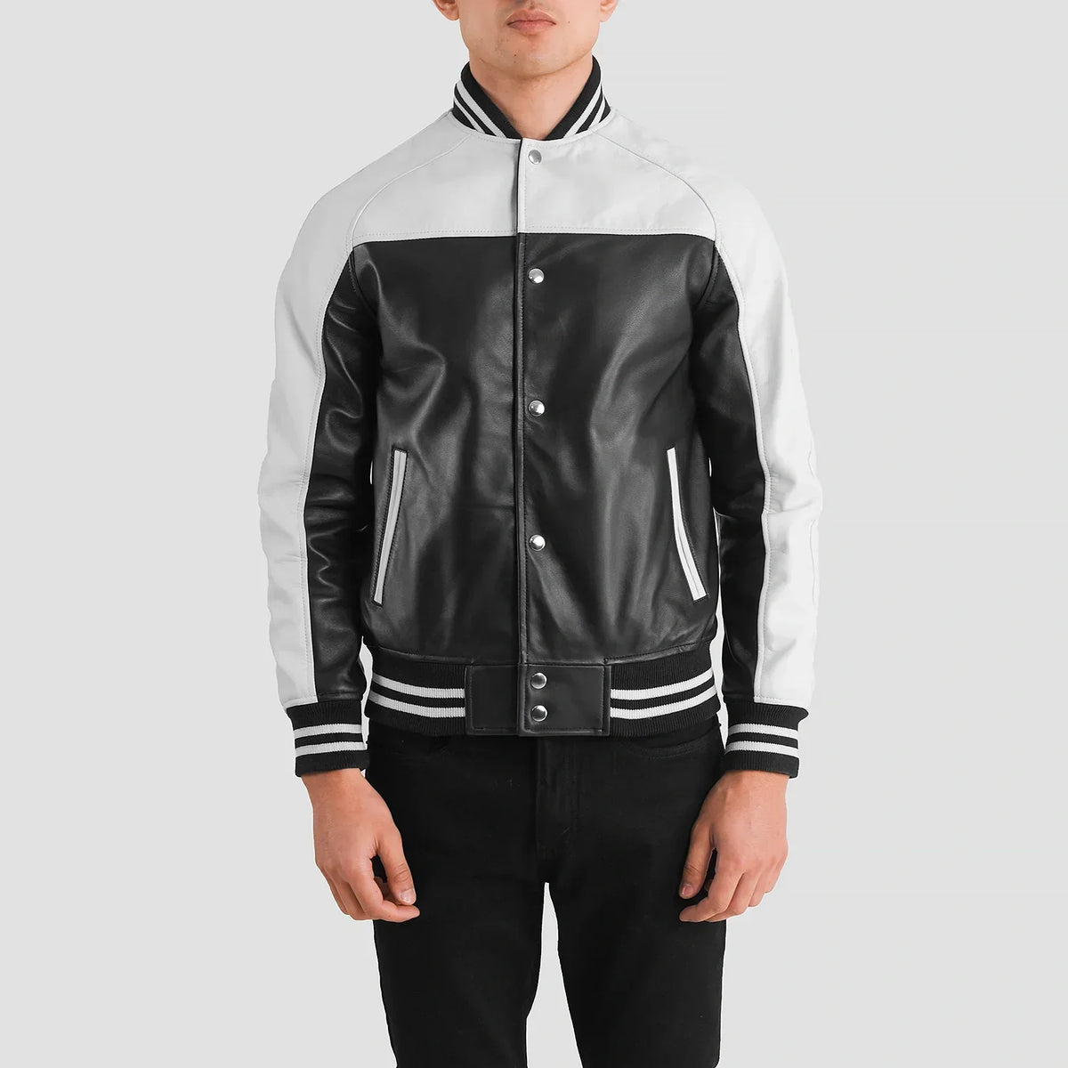 
Terrance Svart Varsity Läderjacka för Herr – alternate product view 4