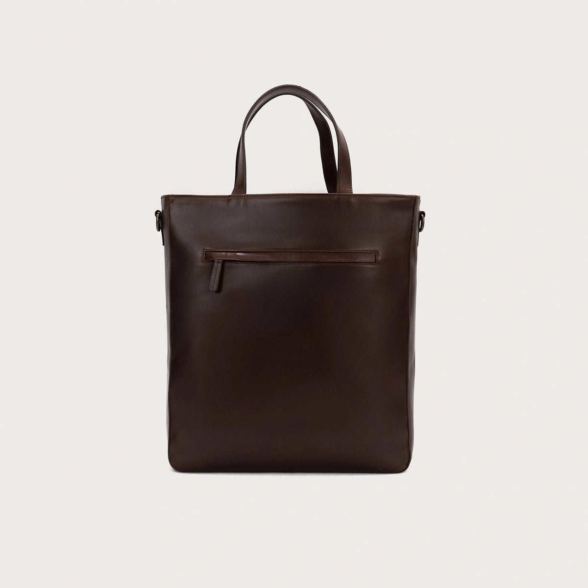 
Vintage Brown Full-Grain leather Bag - Bakifrån med förstärkta läderremmar och sömmar