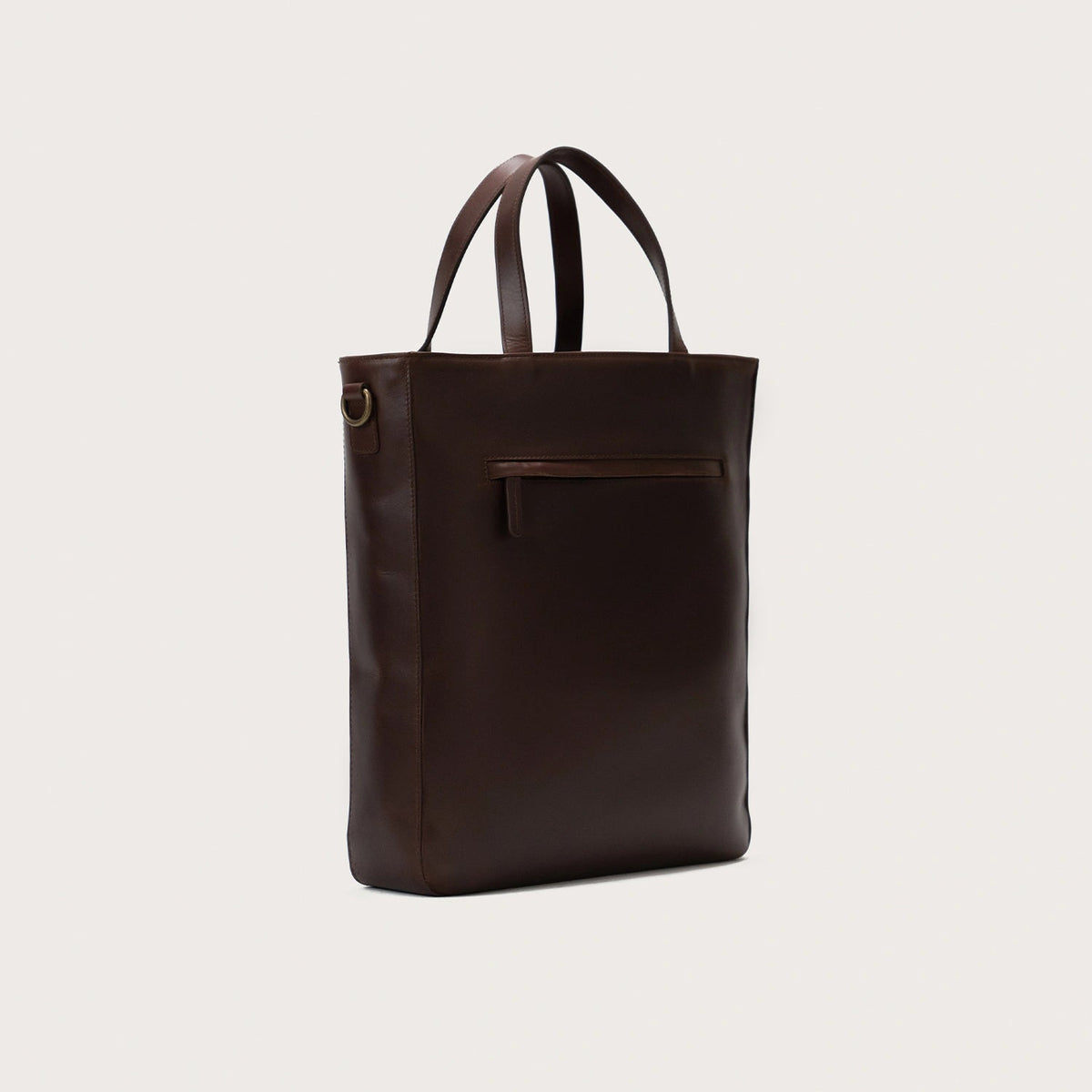
The Poet Vintage Brown Leather Tote Bag For Men & Women - Strukturerad sidoprofil med bälgdjup och volym