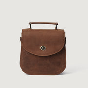 
The Sandra Vintage Ljusbrun Leather Saddle Bag For Women - Strukturerad sidoprofil med bälgdjup och volym