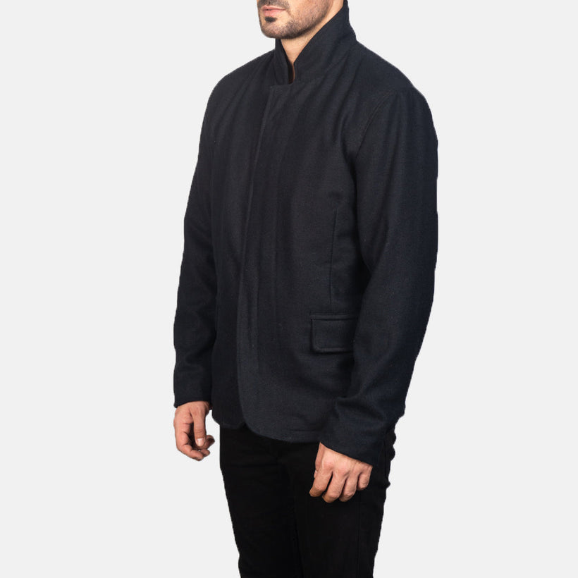 Thomas Svart Wool Läderjacka för Herr