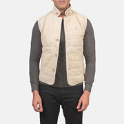 
Tony Off-White Suede Vest för Herr för Herr in Off-White Goatskin Suede - Framifrån med skräddarsydd silhuett | Handla online