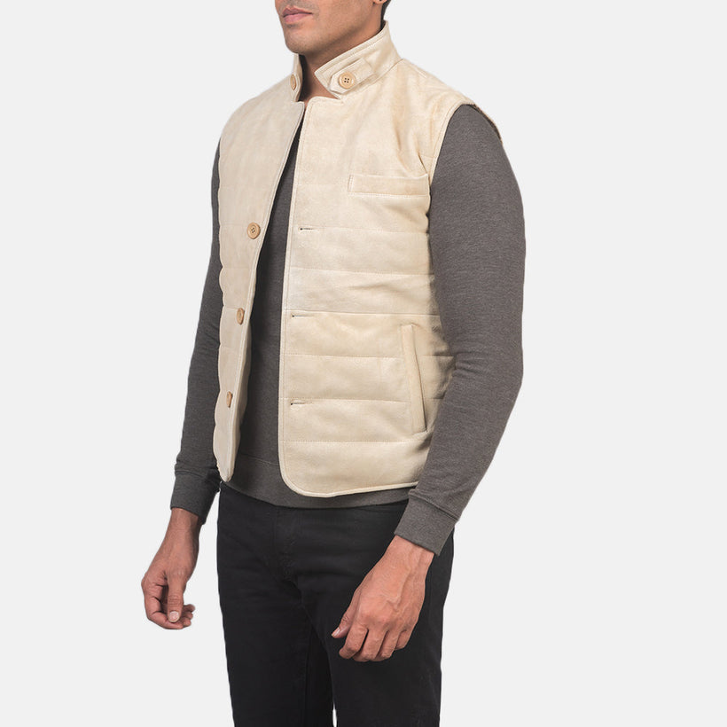 Tony Off-White Suede Vest för Herr