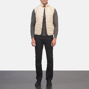 
Tony Off-White Suede Vest för Herr för Herr - Sidoprofil som visar ärmskärning
