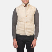 
Närbildsdetalj of Notch with removable throat latch & Button Hardware on Tony Off-White Suede Vest för Herr för Herr