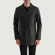 
Urban Slate Svart Läderrock för Herr in Black Cowhide (Lt-071) Leather - Framifrån med skräddarsydd silhuett | Handla online