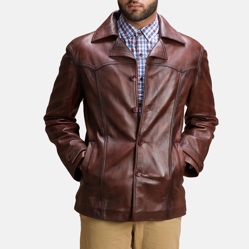 
Brown Sheepskin leather Coat - Bakifrån med perfekt axelpassform och ren fåll