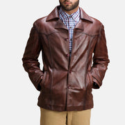 
Brown Sheepskin leather Coat - Bakifrån med perfekt axelpassform och ren fåll