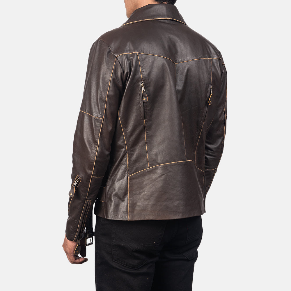 Vincent Svart Bikerjacka i Läder för Herr – alternate product view 5