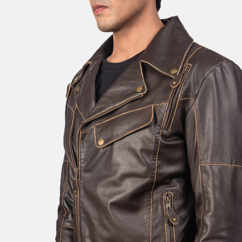 Vincent Svart Bikerjacka i Läder för Herr – alternate product view 6