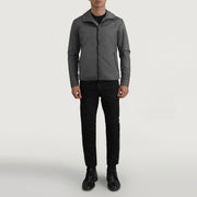 
Wesley Grey Hooded Windbreaker Läderjacka för Herr - Sidoprofil som visar ärmskärning