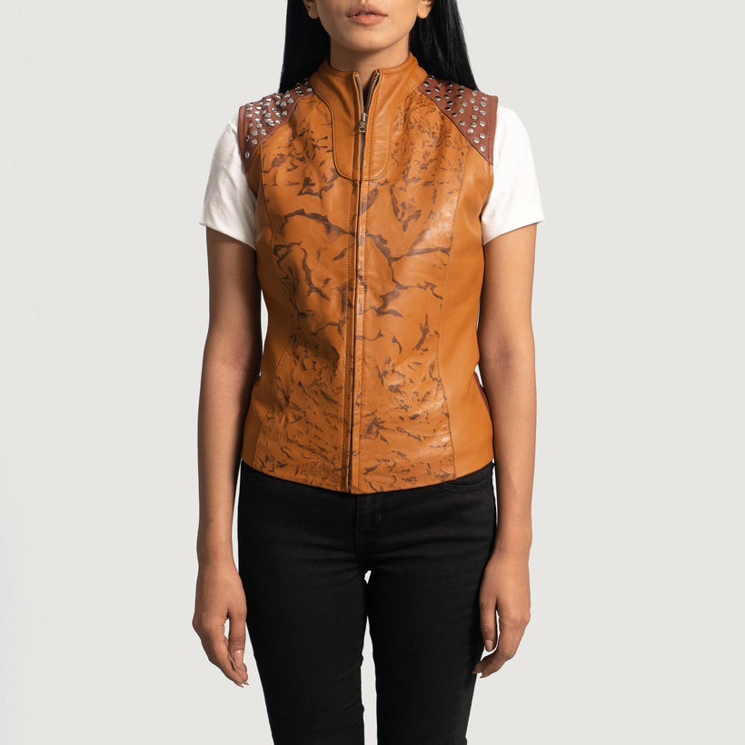 Westina Ljusbrun Dye Leather Vest för Dam