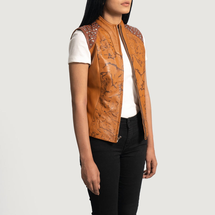 Westina Ljusbrun Dye Leather Vest för Dam