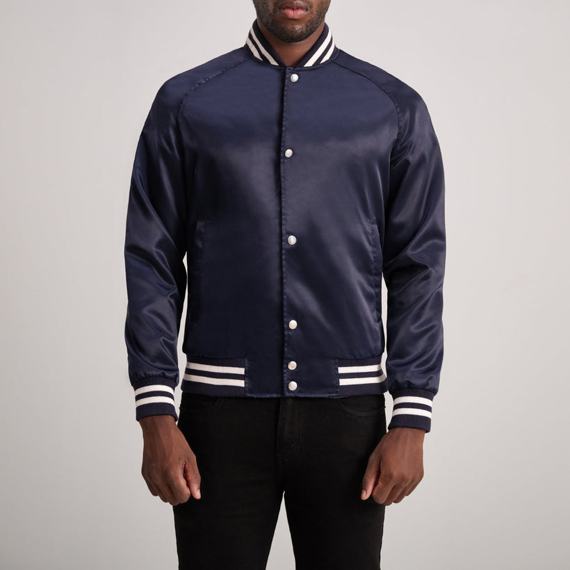 Xander Blue Varsity Läderjacka för Herr