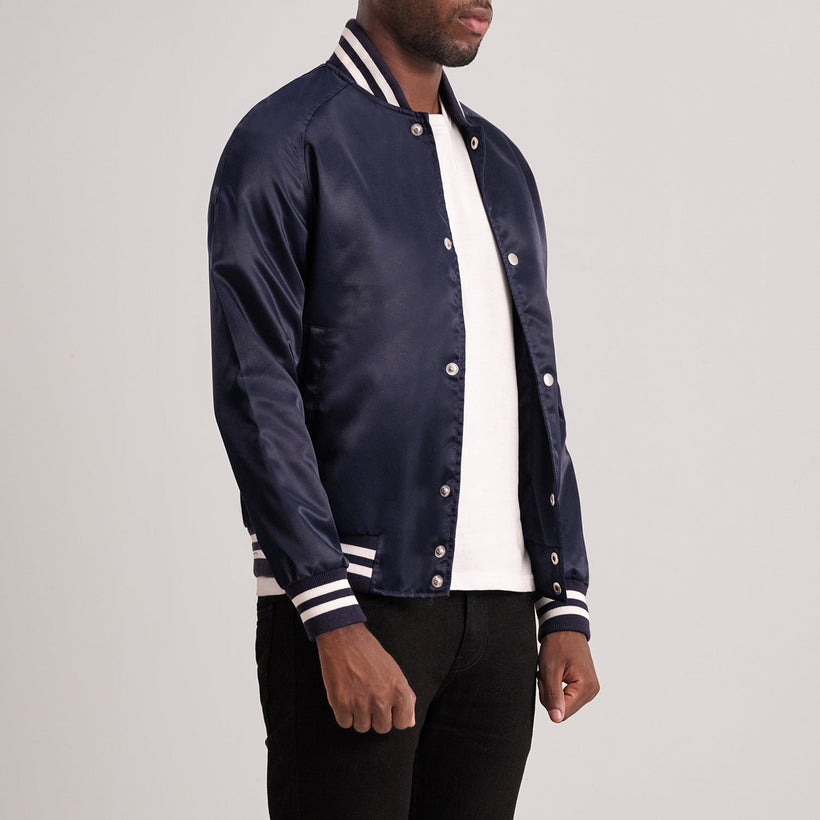 Xander Blue Varsity Läderjacka för Herr