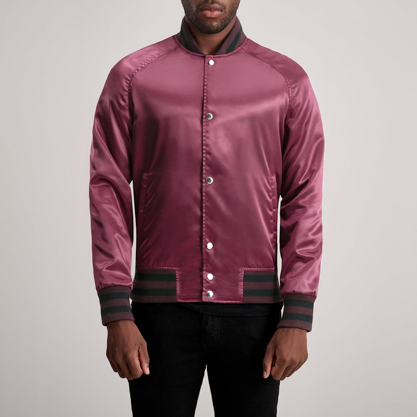 Xander Maroon Varsity Läderjacka för Herr