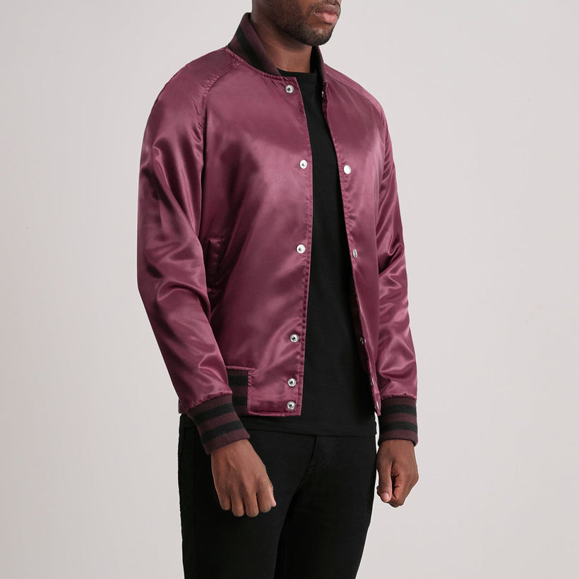 Xander Maroon Varsity Läderjacka för Herr